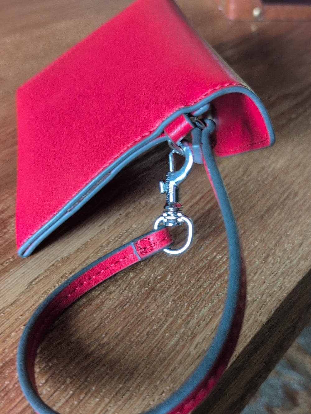 Karl Lagerfeld Paris Red Envelope Wristlet With Silver Hardware EUC - Picture 8 of 10